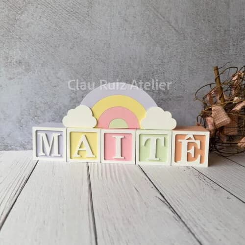 Tons Pastel Cubos 6x6cm Ts + Arco Íris. Decoração Bebê