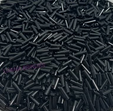Canutilho Preto de acrílico - 3mm - pct com 50 gramas