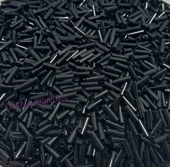 Canutilho Preto de acrílico - 3mm - pct com 50 gramas