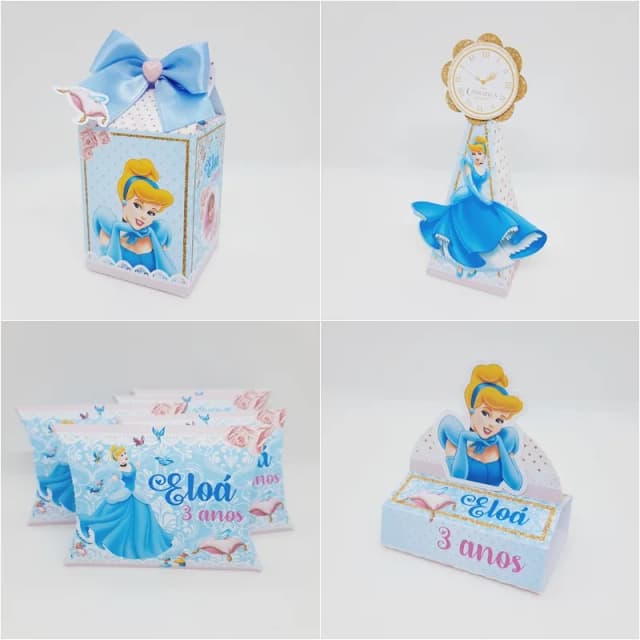PEGUE E MONTE - Kit Festa CINDERELA - Decoração de Festa - Caixinhas Personalizadas
