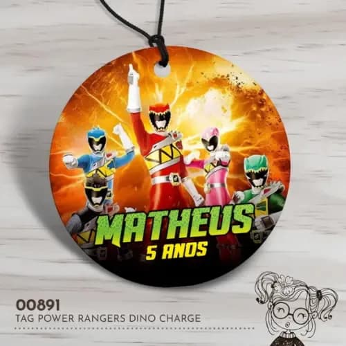 Tag Redonda Power Rangers Dino Charge - 00891