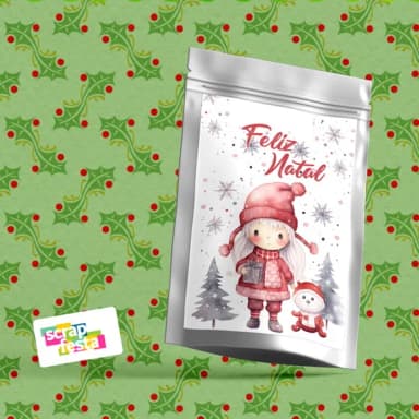 Saquinho Metalizado 14x20 Personalizado Festa Natal
