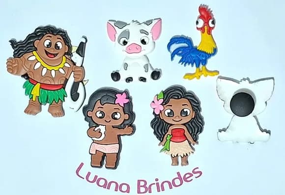Pins de Crocs Moana Emborrachado Pacote com 5 Unidades