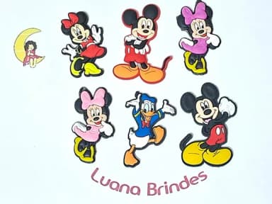 Aplique Mickey e Minnie Emborrachado Pacote 6 Unidades