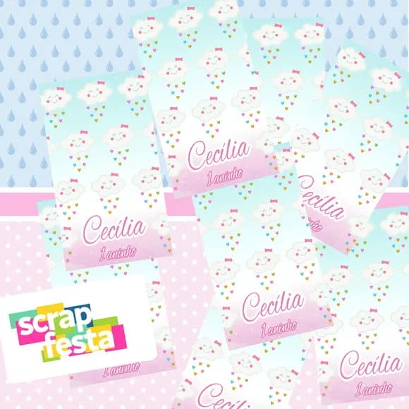 Adesivo Personalizado Retangular 4x7 Chuva de Amor
