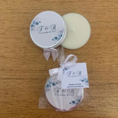 Lembrancinha Casamento Vela Aromática Folhas
