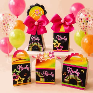 kit caixinhas Neon | Personalizado | Festa infantil | Pré montada | Mimo| Personalizados
