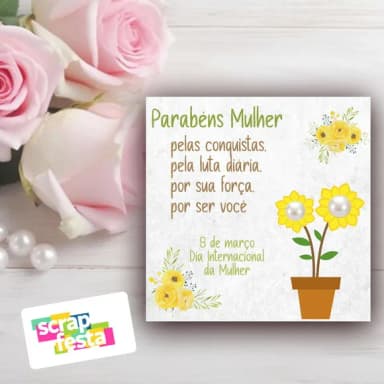 Tag com Brinco de Pérola Lembrancinha Dia da Mulher