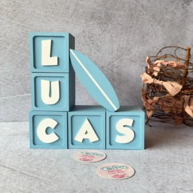 Surf - Decoração Bebê - Cubos 6x6cm + Prancha