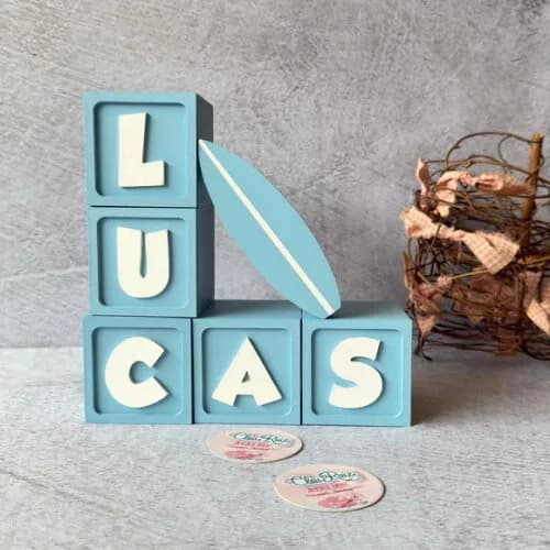 Surf - Decoração Bebê - Cubos 6x6cm + Prancha