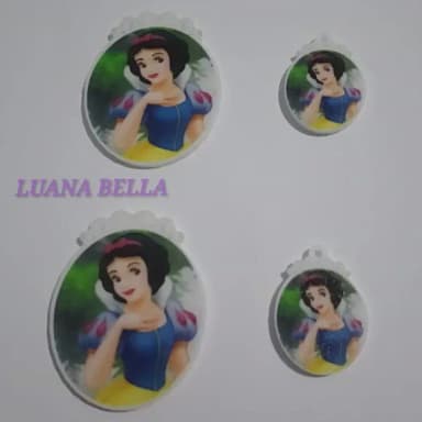 Kit Aplique e Ping em acrílico Branca de Neve -pct c/3 Kits