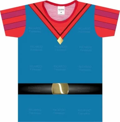 Camiseta Infantil Fantasia Príncipe Clássico Azul e Vermelho