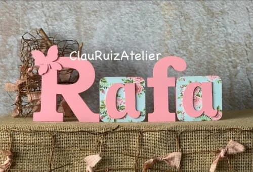 Nomes De Mdf Em Blocos Com Borboleta E Tecido