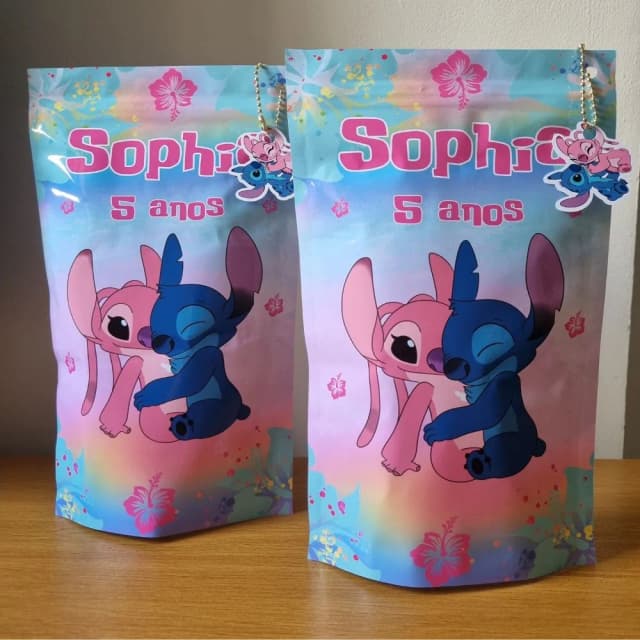 Saquinho Zip Lock 16x26 Lembrancinha Stitch