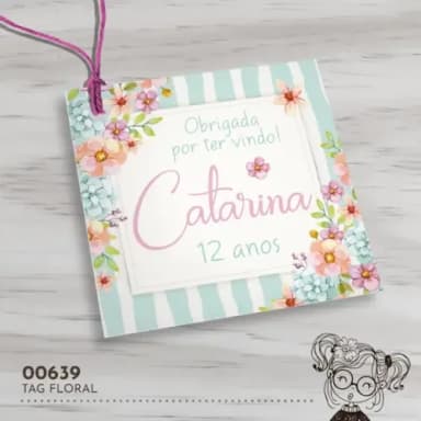 Tag Quadrada Floral - 00639