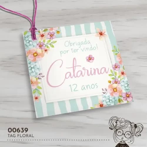 Tag Quadrada Floral - 00639