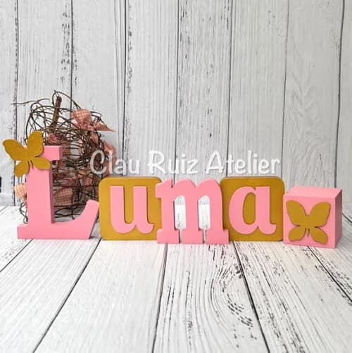 Nomes Linha Blocos - Decoração de Bebê - + Cubo de Borboleta