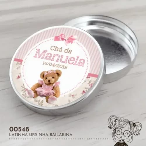 Latinha Adesivada Ursinha Bailarina - 00548