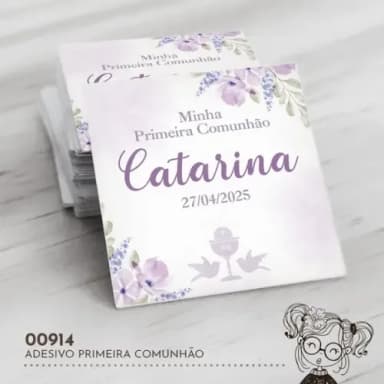 Adesivo Quadrado Primeira Comunhão - 00914