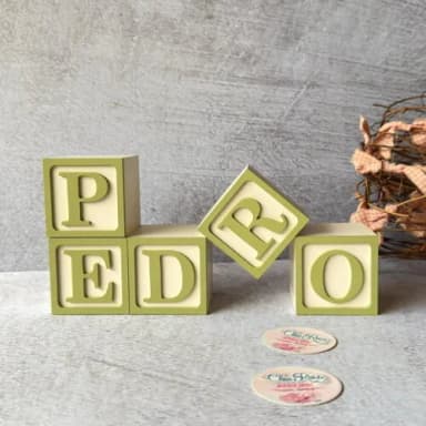 Nome com Moldura Cubos 6x6 Decoração Bebê e Criança