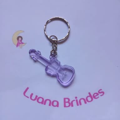 Chaveiro Guitarra Lilás de Acrilico 5cm Pct 9 Unidades