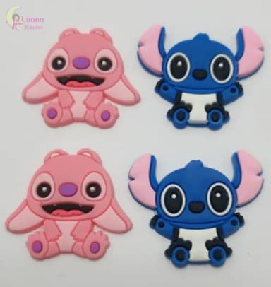 Apliques Stitch Personagem de Borracha - Pct C/6 Unidades