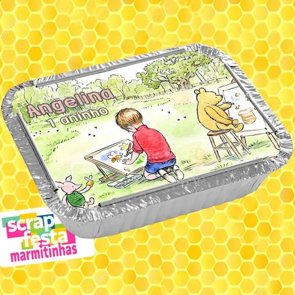Marmitinha Personalizada Festa Ursinho Pooh Vintage