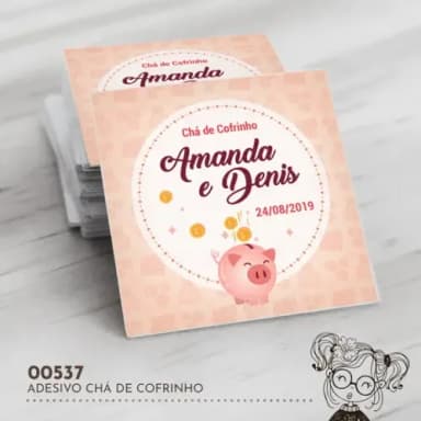 Adesivo Quadrado Chá de Cofrinho - 00537