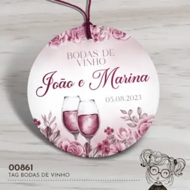 Tag Redonda Bodas de Vinho - 00861