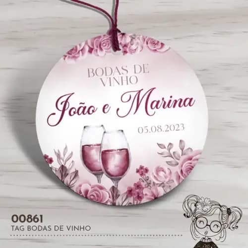 Tag Redonda Bodas de Vinho - 00861