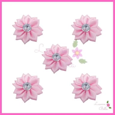 Aplique Flor c/stress Rosa de tecido - Pct c/12 unds