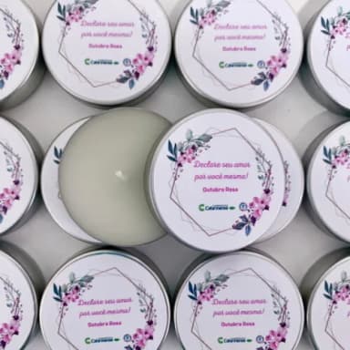 Brinde Empresarial Vela Aromática Outubro Rosa Novembro Azul