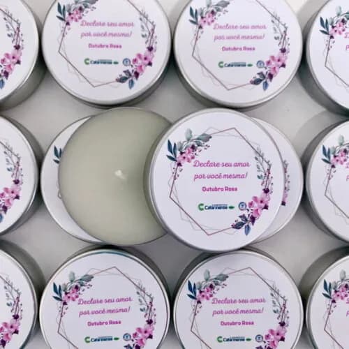 Brinde Empresarial Vela Aromática Outubro Rosa Novembro Azul