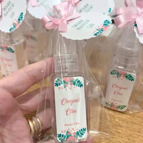 Álcool 70% Spray Lembrancinha Maternidade floral