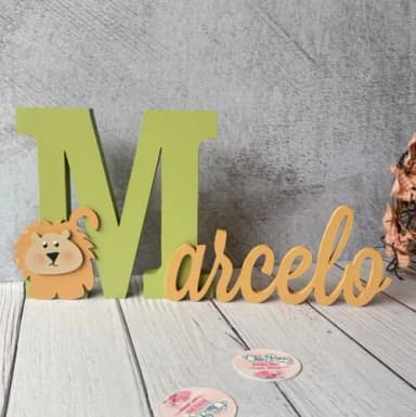 Nome em MDF Personalizado para Quarto de Bebê Letras Decorativas Infantis - Tema Safari