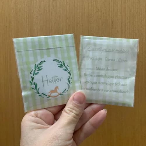 Lembrancinha Maternidade Sachê Aromático Gaveta Xadrez Verde