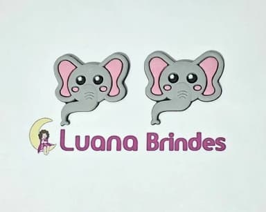Aplique Elefante Emborrachado 3,5cm Pacotes com 6 Unidades