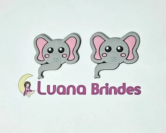 Aplique Elefante Emborrachado 3,5cm Pacotes com 6 Unidades