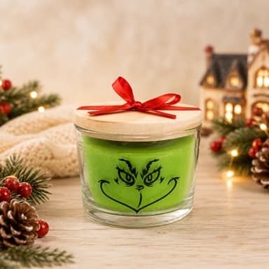 Vela Aromática no Copo Personalizada Natal Grinch, Merry Grinchmas