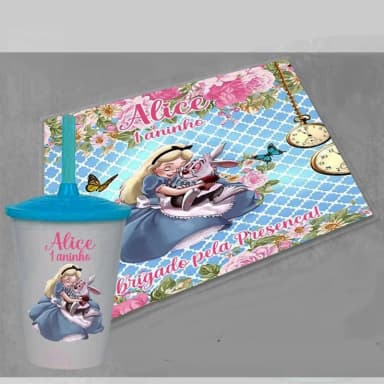 Kit Jogo Americano Sousplat personalizado Alice no Pais das Maravilhas