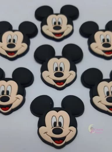 Aplique Mickey Carinha de Borracha - Pct C/7 Unidades