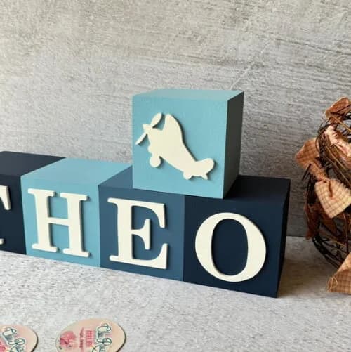 Aviãozinho - Cubos 8x8cm Decoração Bebê