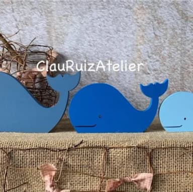 Trio de Baleia - Fundo do Mar - Decoração Bebê