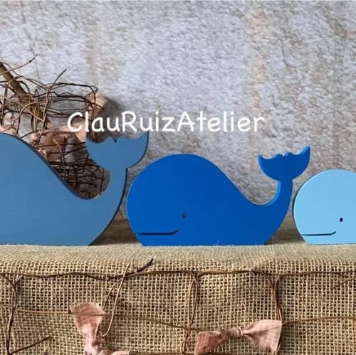 Trio de Baleia - Fundo do Mar - Decoração Bebê