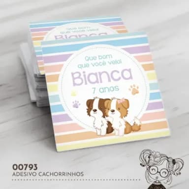 Adesivo Quadrado Cachorrinhos - 00793