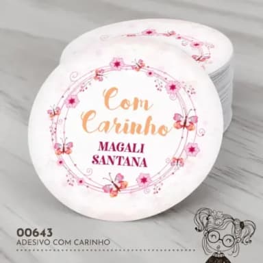 Adesivo Redondo com Carinho - 00643