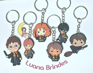 Chaveiro Harry Potter Emborrachado Pacote com 6 Unidades