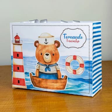 PEGUE E MONTE - Sacolinhas Personalizadas URSINHO MARINHEIRO - Decoração de Festa | Lembrancinhas | Aniversário | Personalizados