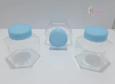 Baleiro Sextavado c/Tampa Azul de plástico - pct c/5 unid