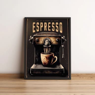 Quadro com cafeteira vintage e frase inspiradora 2570
